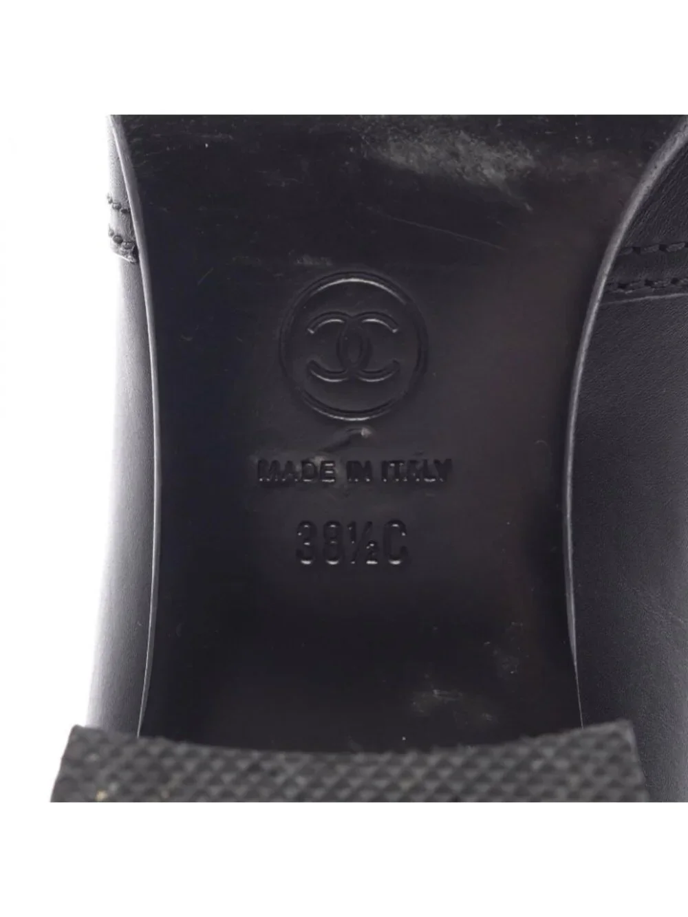 Chanel Boots CC Logo Long Black Leather